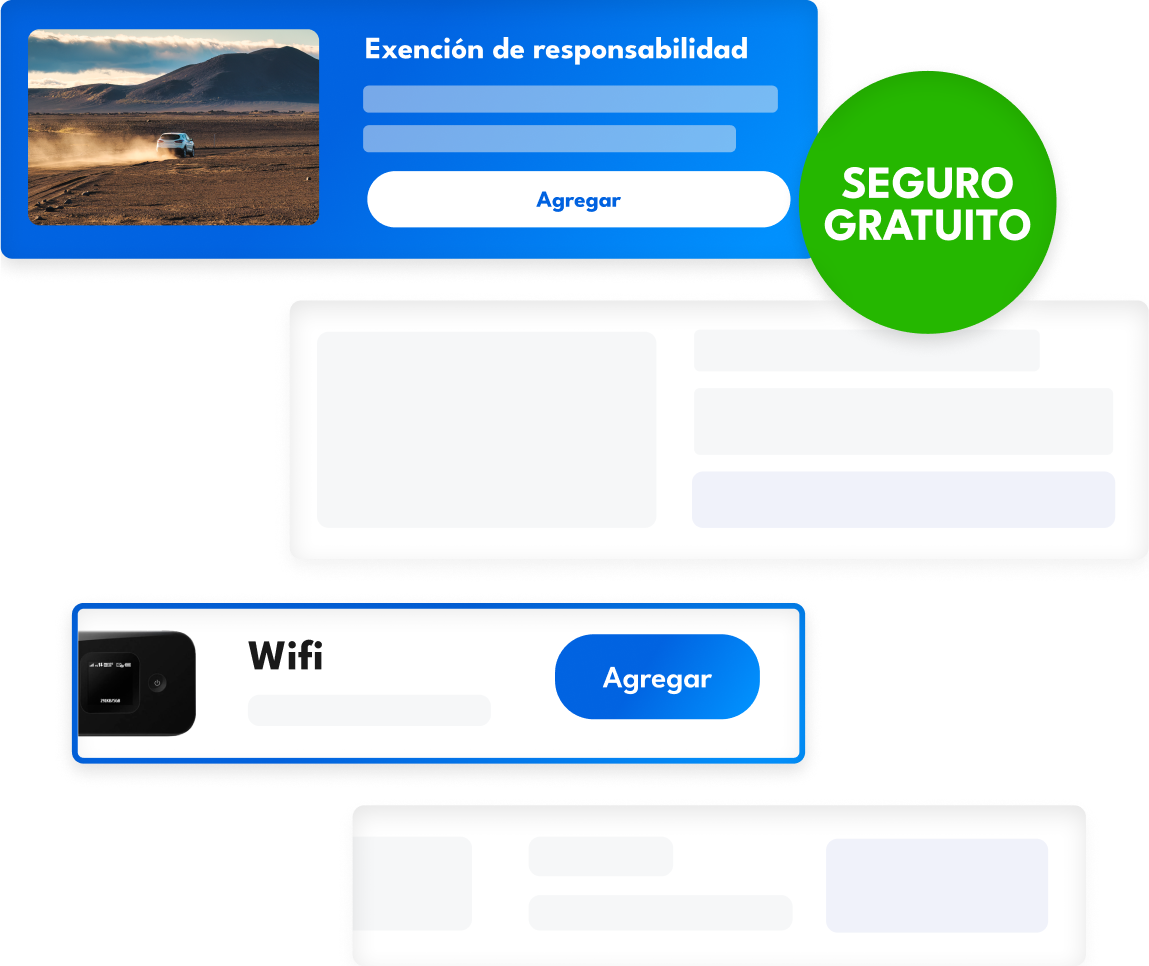 Personaliza tu viaje – Agrega seguro gratis y extras como WiFi para tu aventura en Islandia. Opciones adicionales para el alquiler de coche en Islandia, incluyendo seguro de responsabilidad civil gratuito y punto de acceso WiFi para un viaje por carretera sin preocupaciones.